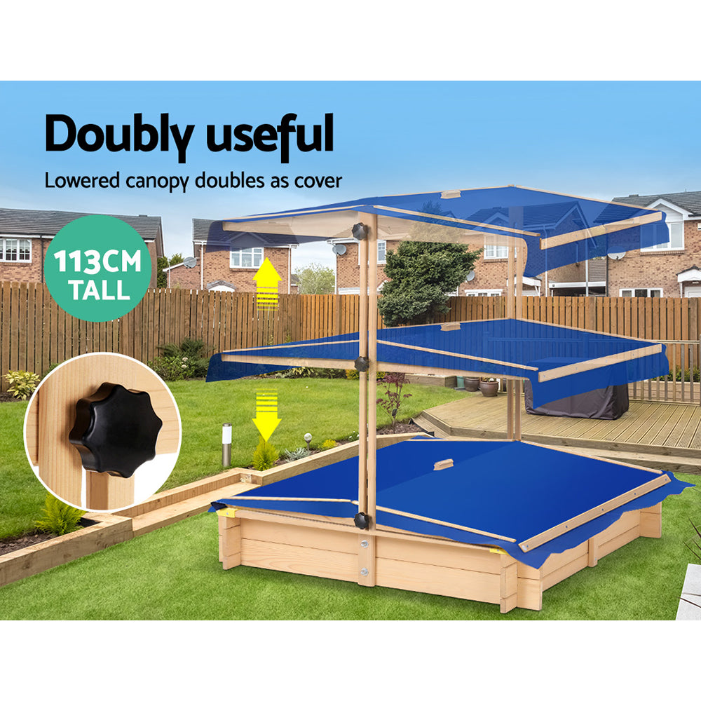 Wooden Sandpit with Beach Canopy