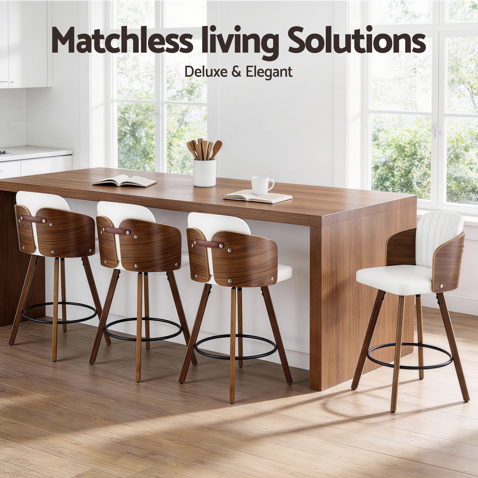 Artiss Wooden Bar Stools Swivel Kitchen Counter Stool Chair 58cm Seat Height