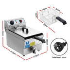 Devanti 3000W Electric Deep Fryer 10L Stainless Steel Fryer w/ Basket & Lid
