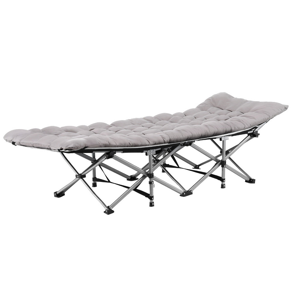 Artiss Folding Bed With Mattress Heavy Duty Grey 185CM