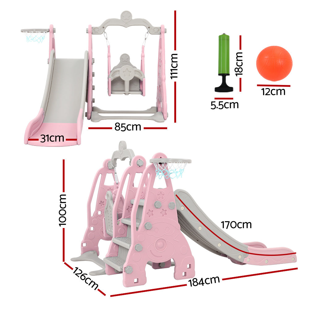 Keezi Slide and Swing Set - Pink