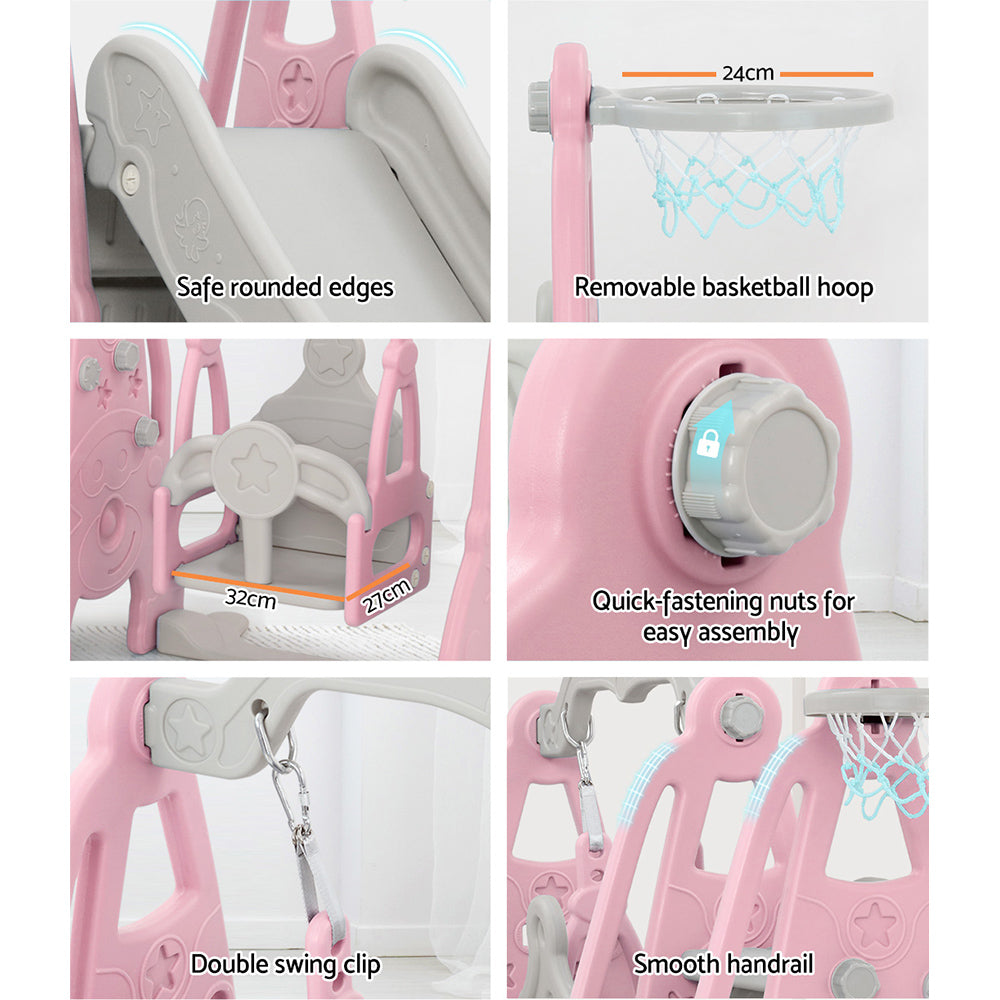 Keezi Slide and Swing Set - Pink