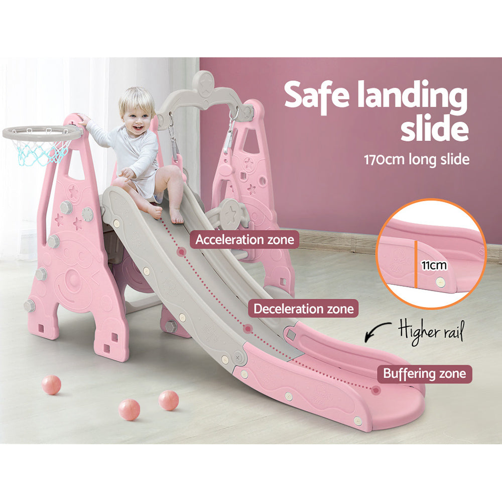 Keezi Slide and Swing Set - Pink