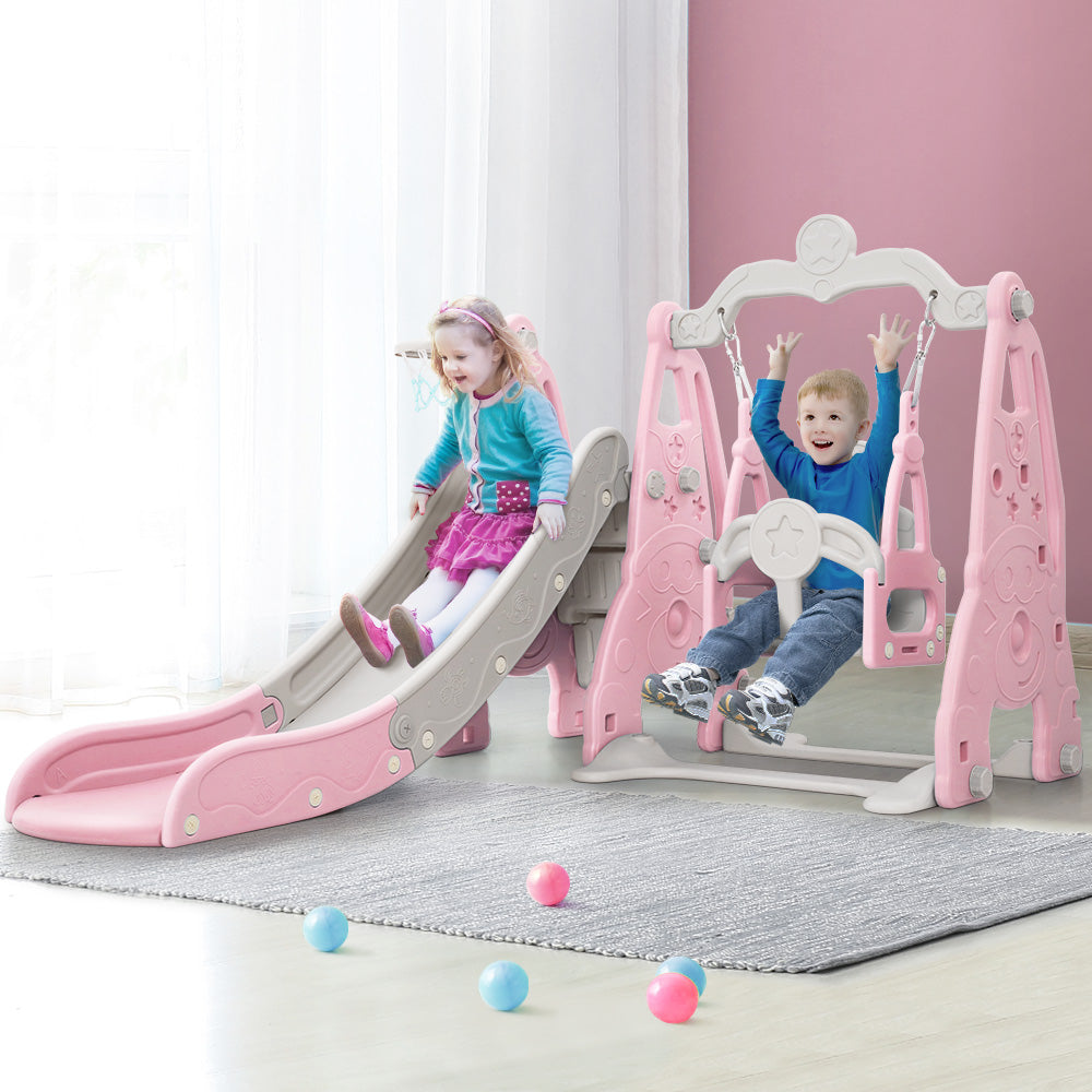 Keezi Slide and Swing Set - Pink