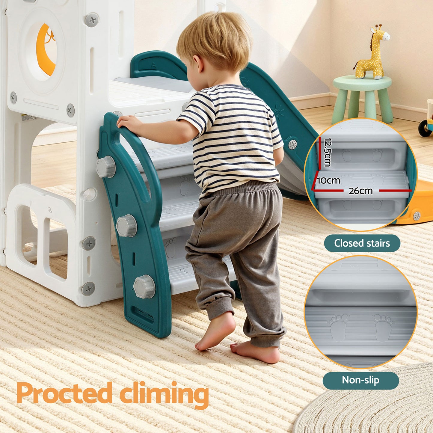 Keezi Slide and Basketball Hoop - Teal