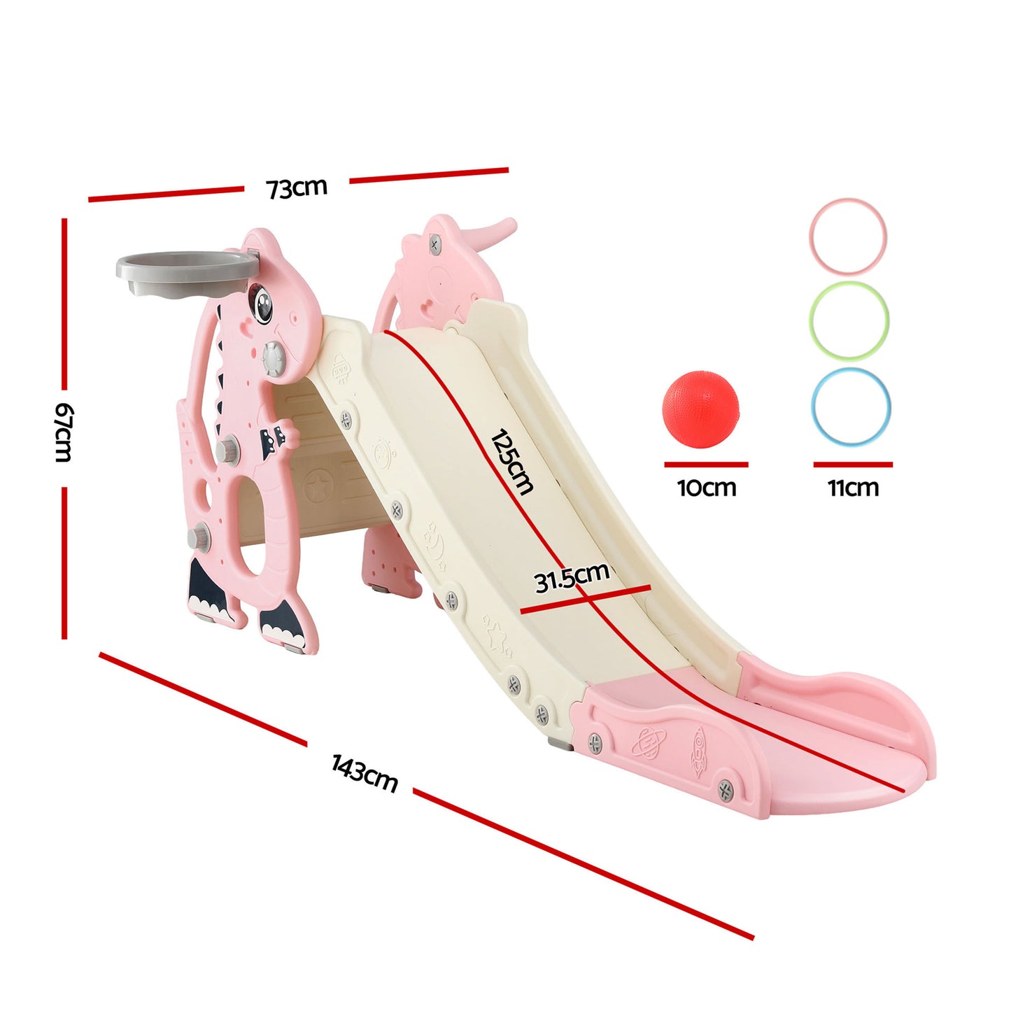 Keezi Slide and Basketball Hoop - Pink