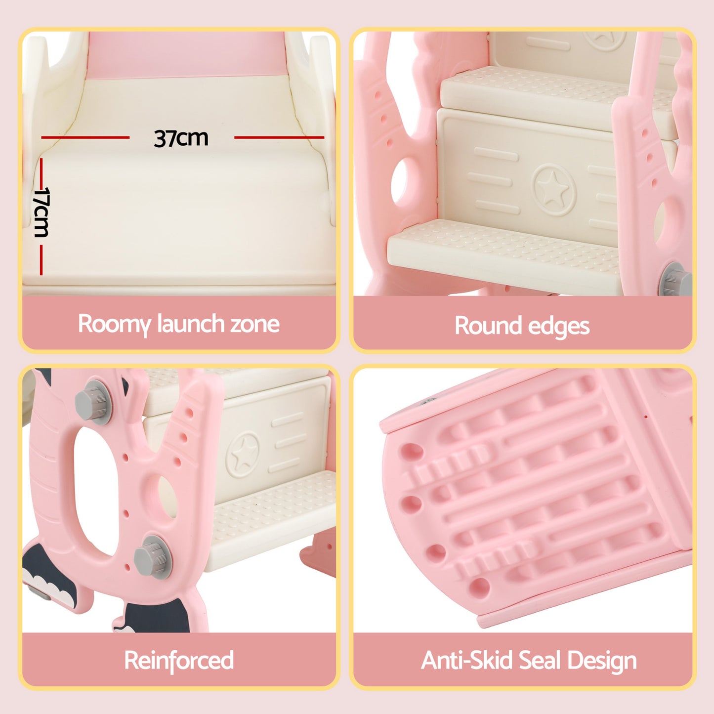 Keezi Slide and Basketball Hoop - Pink
