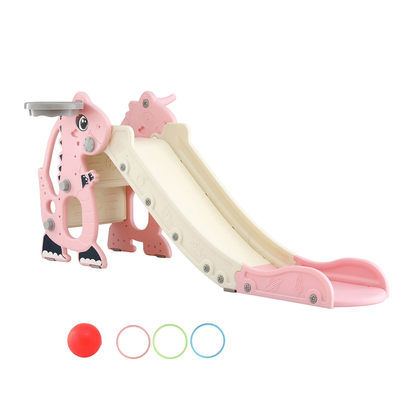 Keezi Slide and Basketball Hoop - Pink
