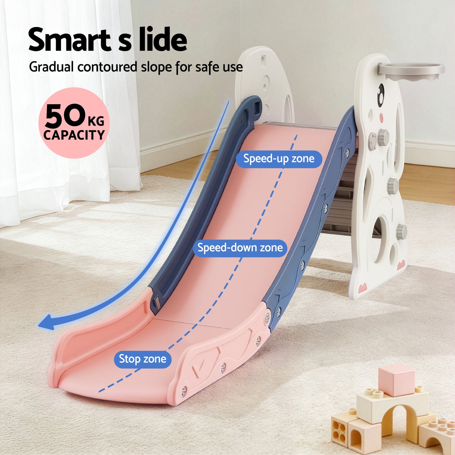 Keezi Rabbit Slide - Pink