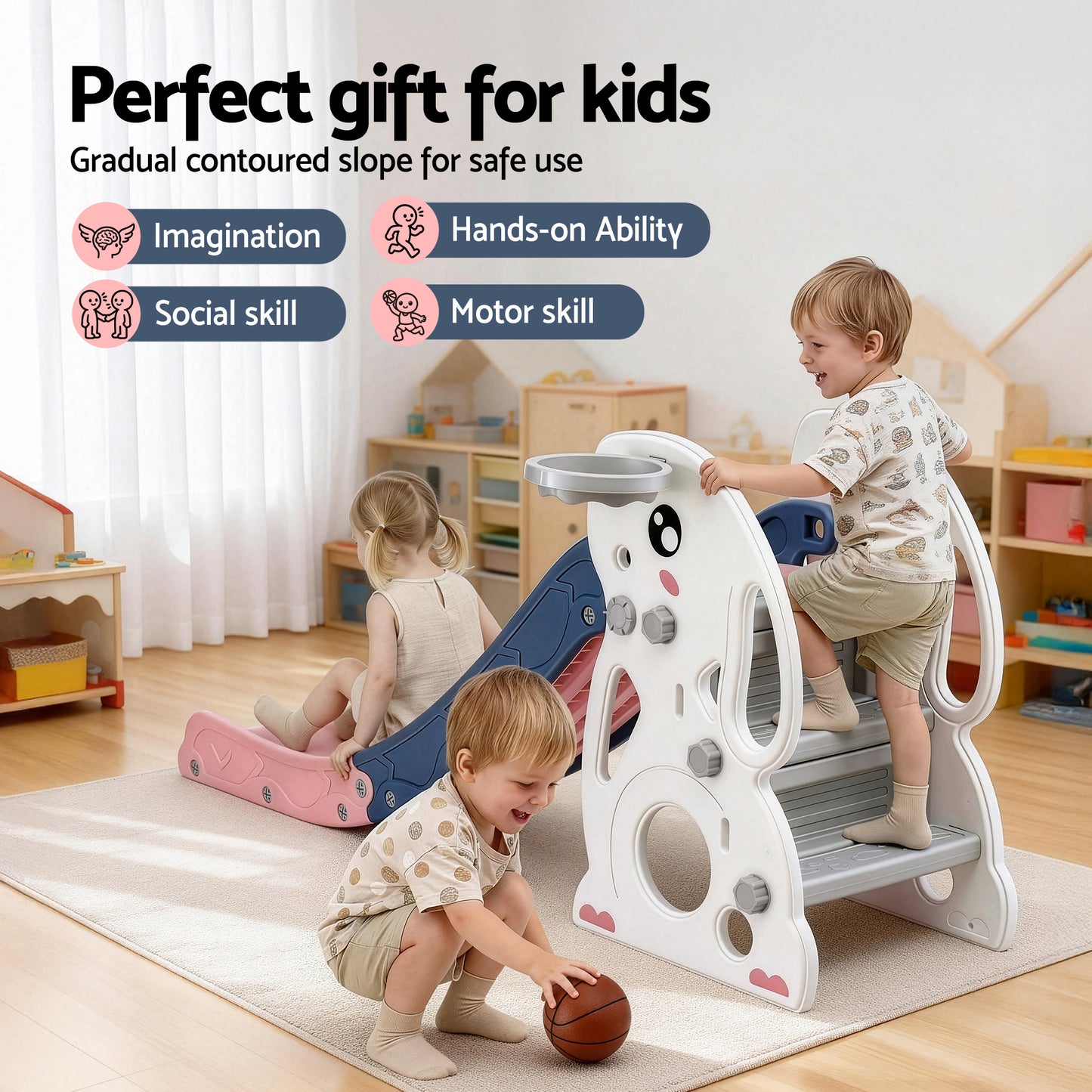 Keezi Rabbit Slide - Pink