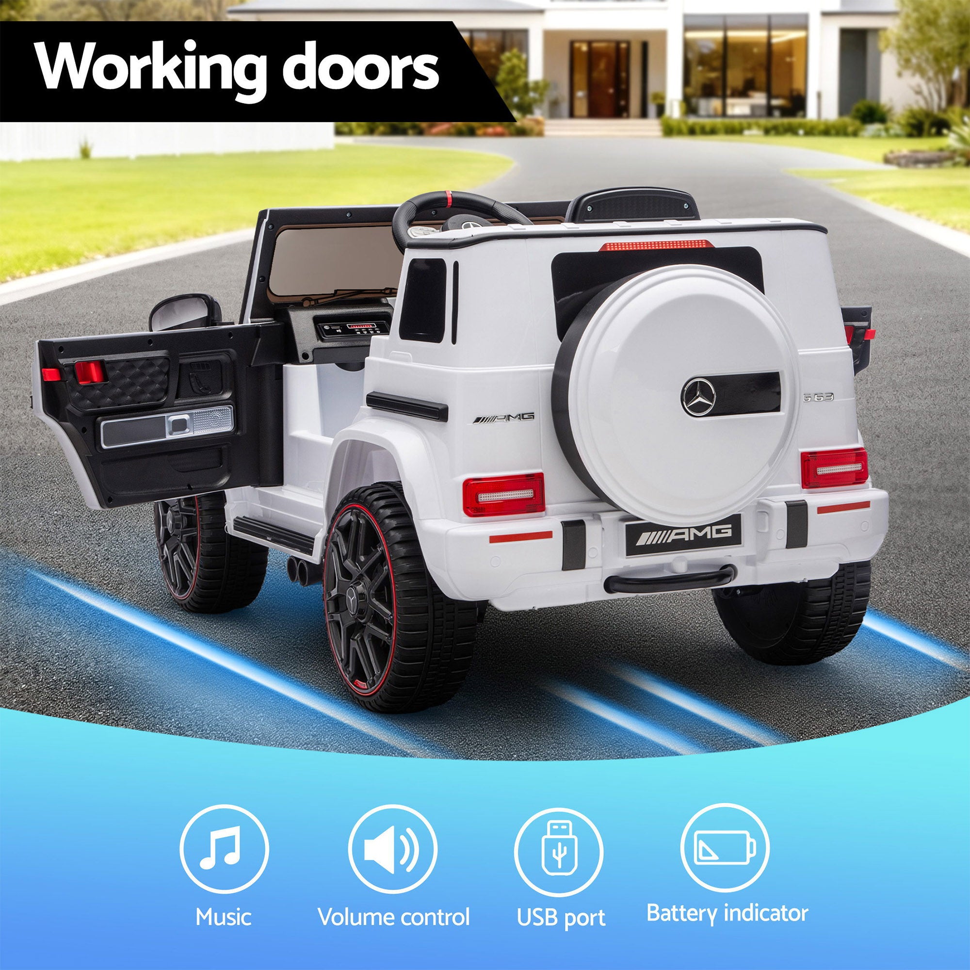 Kids Electric Ride On Car G63 Toy Cars Remote Control White