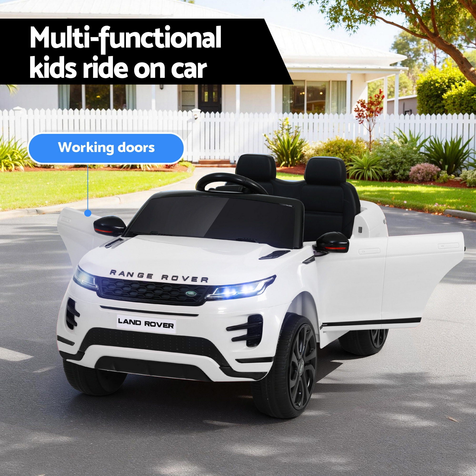 Kids Electric Ride On Car Land Rover Licensed Toy Cars Remote 12V Battery White