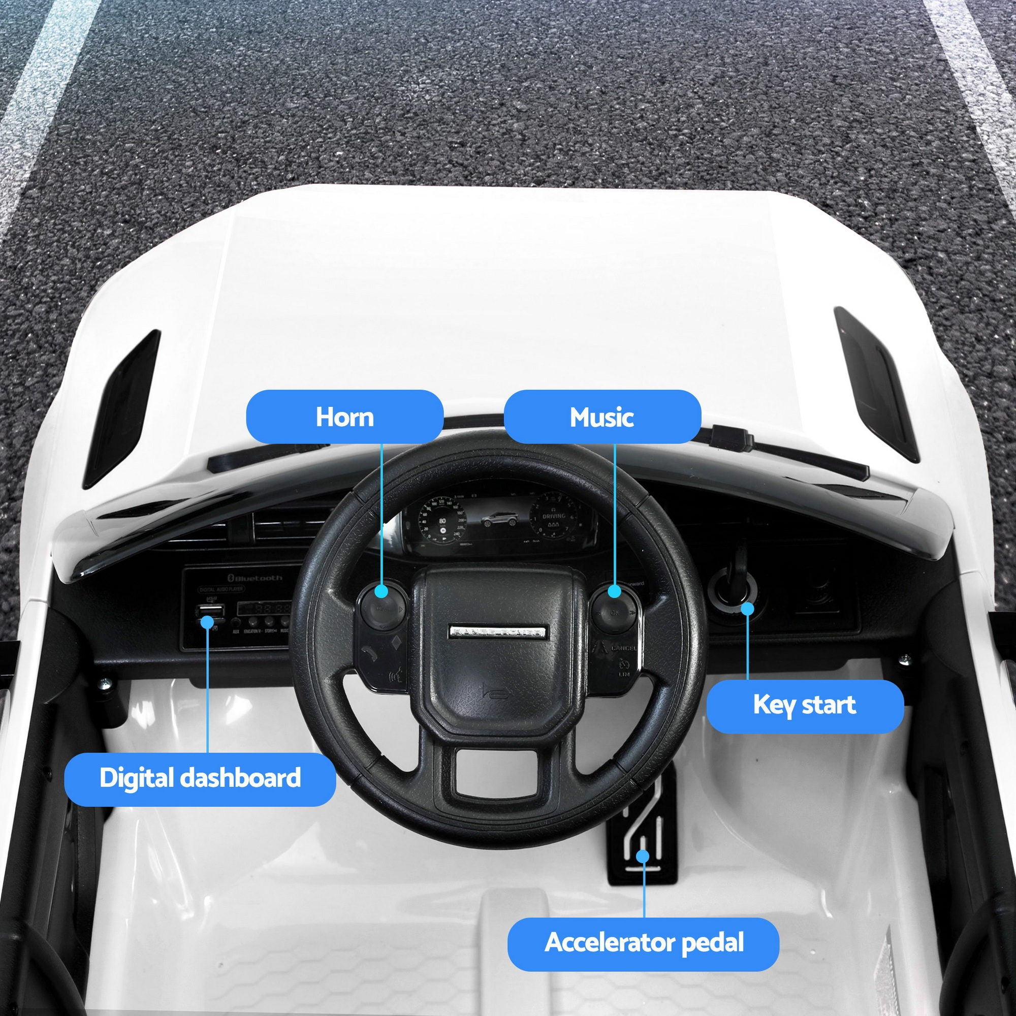 Kids Electric Ride On Car Land Rover Licensed Toy Cars Remote 12V Battery White