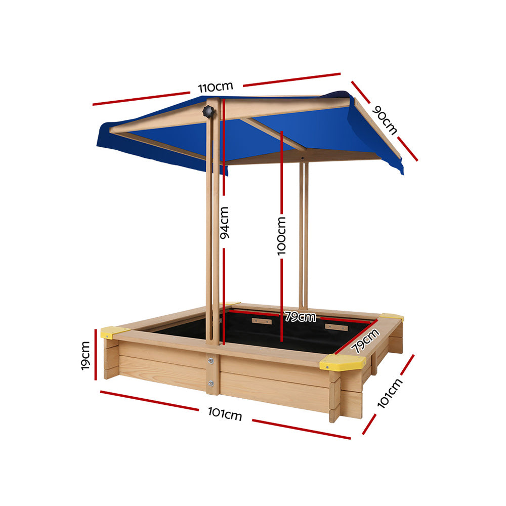 Wooden Sandpit with Beach Canopy