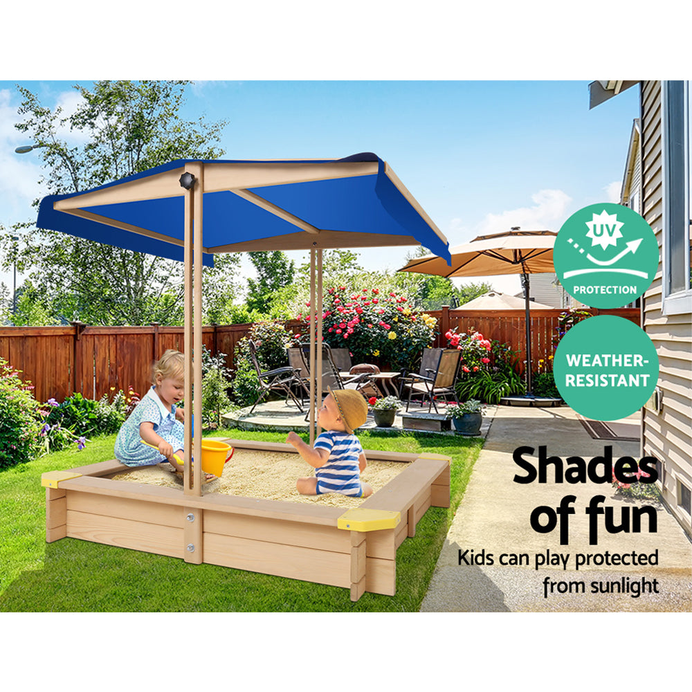 Wooden Sandpit with Beach Canopy
