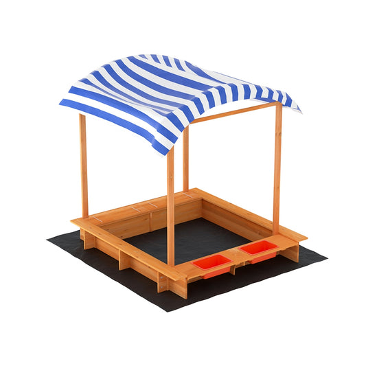Wooden Sandbox Sandpit with Water Canopy