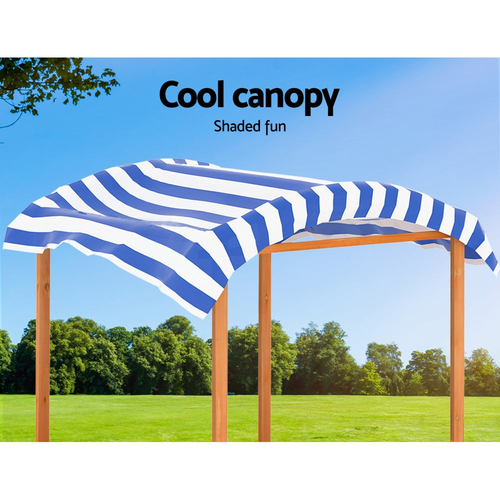 Wooden Sandbox Sandpit with Water Canopy