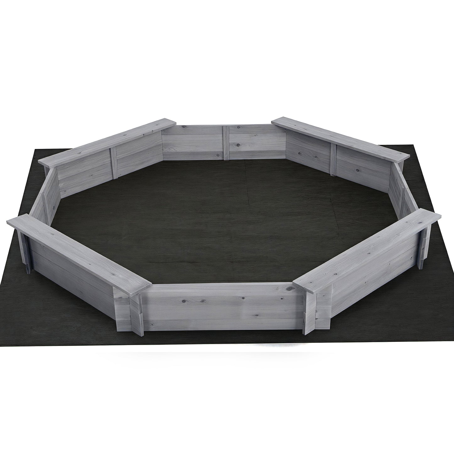 Keezi Kids Sandpit Wooden Round Sand Pit with Cover Bench Seat Beach Toys 182cm Grey