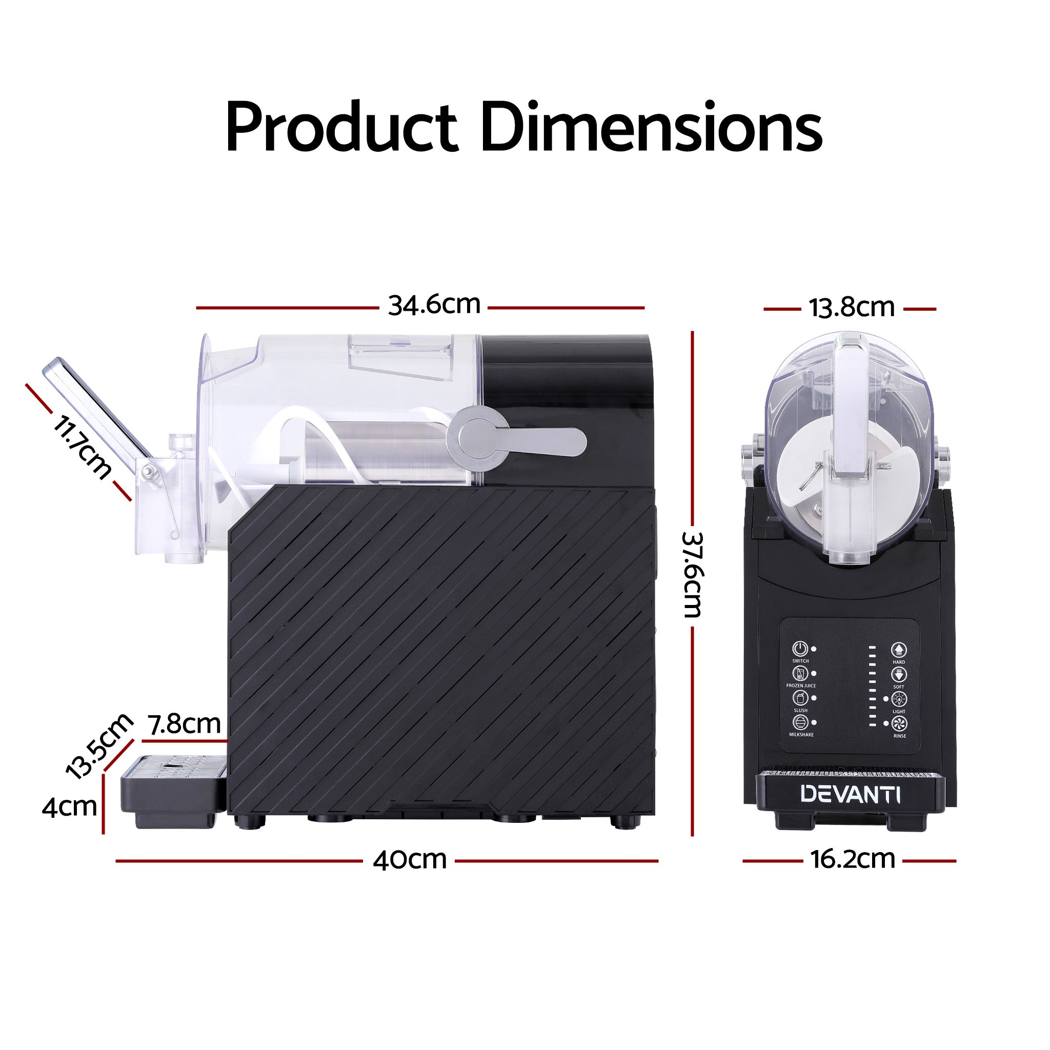 Devanti 1.8L Slushie Machine Maker Frozen Smoothies Milkshakes Black