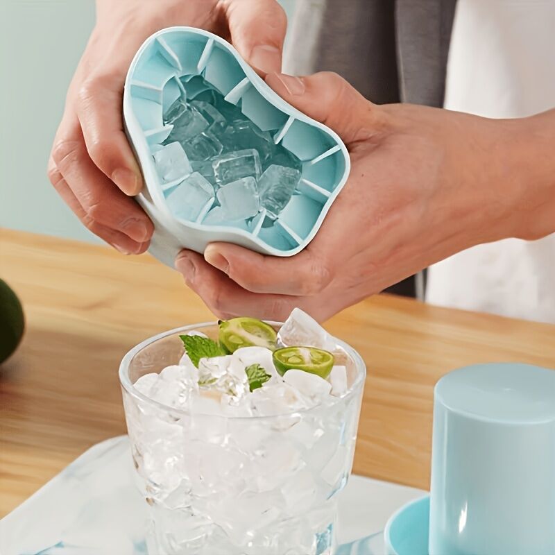 1 pc white+yellow Silicone Ice Cube Cup – Freezable & Reusable Ice Maker, Perfect for Home, Bar, Pub, Club, and Outdoor Summer Drinks in Light Blue, Ideal for Cocktails and Fresh Fruit Infusions