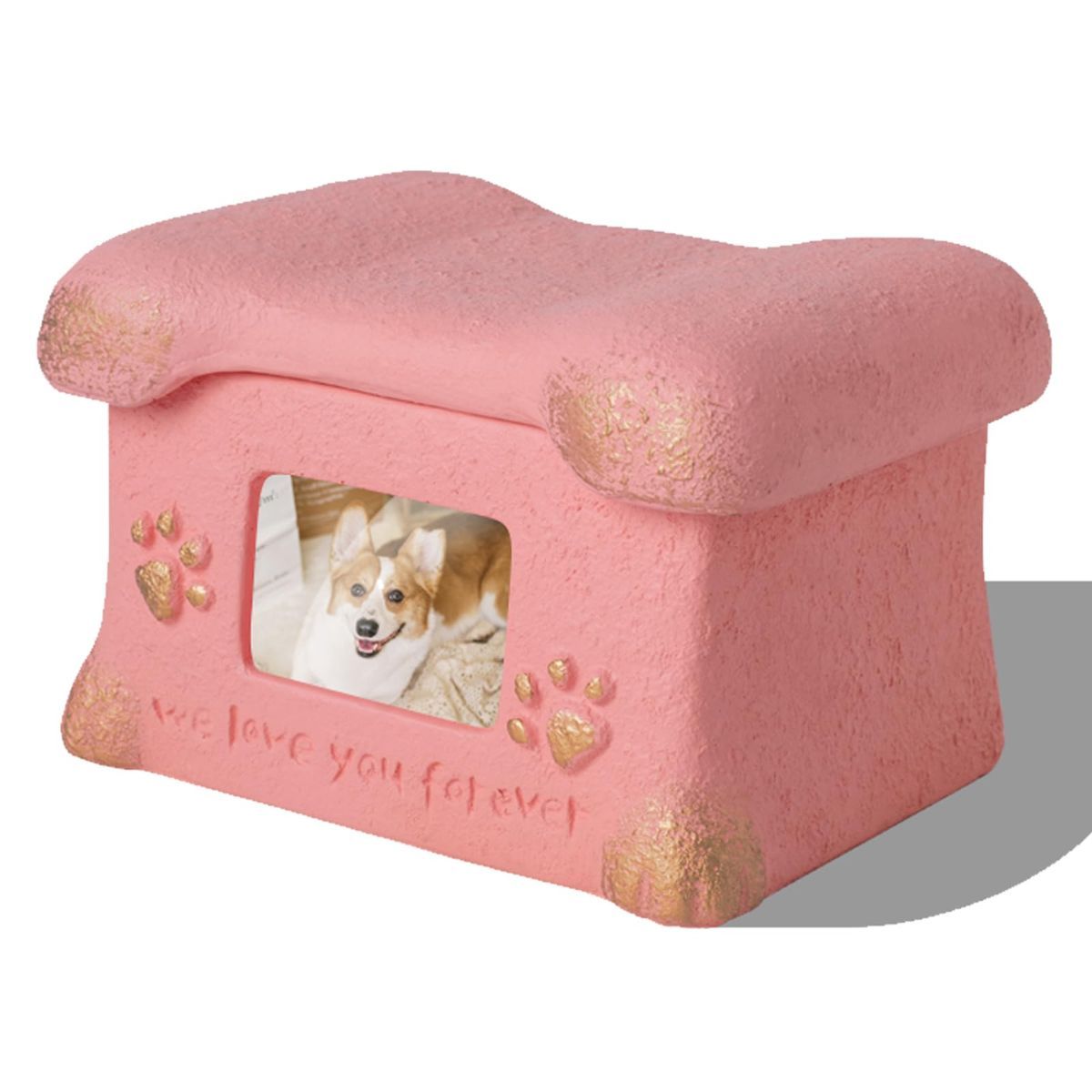 Pet Urn for Dogs and Cats Ashes,Photo Frame Handmade Cremation Urn,Memorial Keepsake for Loss of Pets - Pink - Size 18.5*14cm
