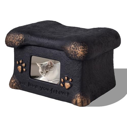 Pet Urn for Dogs and Cats Ashes,Photo Frame Handmade Cremation Urn,Memorial Keepsake for Loss of Pets - White - Size 18.5*14cm