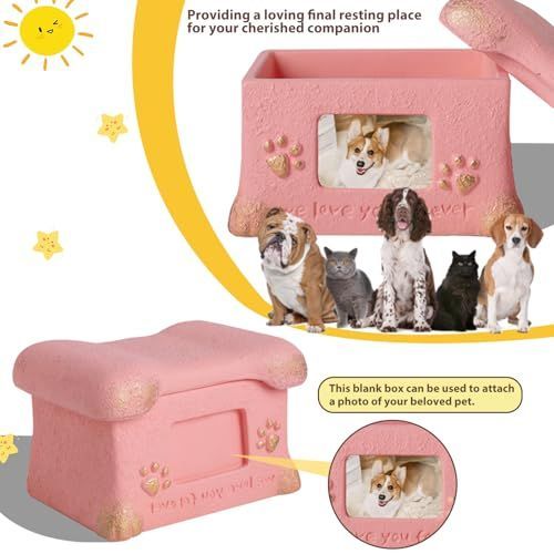 Pet Urn for Dogs and Cats Ashes,Photo Frame Handmade Cremation Urn,Memorial Keepsake for Loss of Pets - White - Size 18.5*14cm