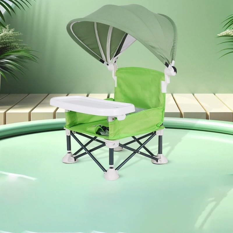Foldable Highchair for Children with Sunshade and Removable Food Tray, Portable, Gray