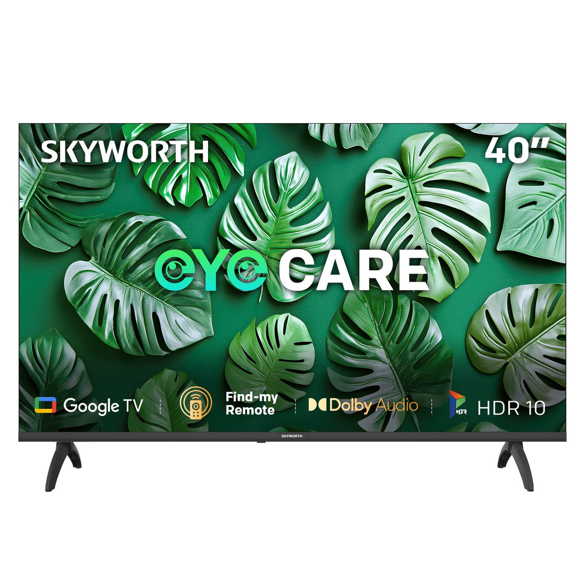 SKYWORTH 40" E5500H EyeCare Smart Google TV, 1080P FHD, HDR10 HLG, Find-My Remote, AI Picture Processing, Dolby Audio, Screen Casting, Bezel Less Design, Voice Control