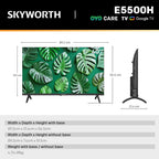 SKYWORTH 40" E5500H EyeCare Smart Google TV, 1080P FHD, HDR10 HLG, Find-My Remote, AI Picture Processing, Dolby Audio, Screen Casting, Bezel Less Design, Voice Control