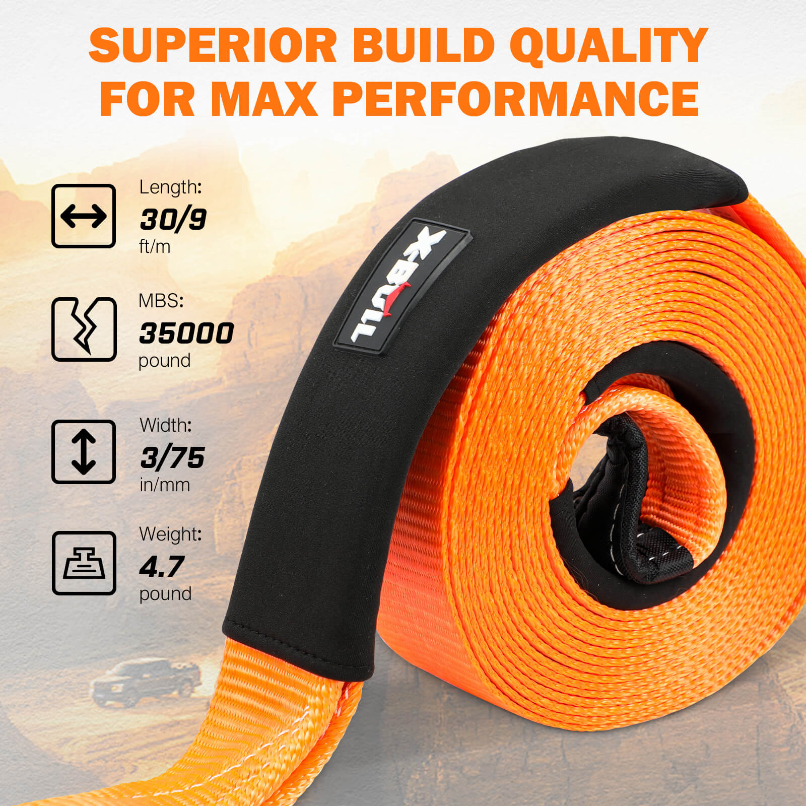 X-BULL 4WD Recovery Kit Snatch Strap Hitch Receiver Folding Shovel Survival 4X4