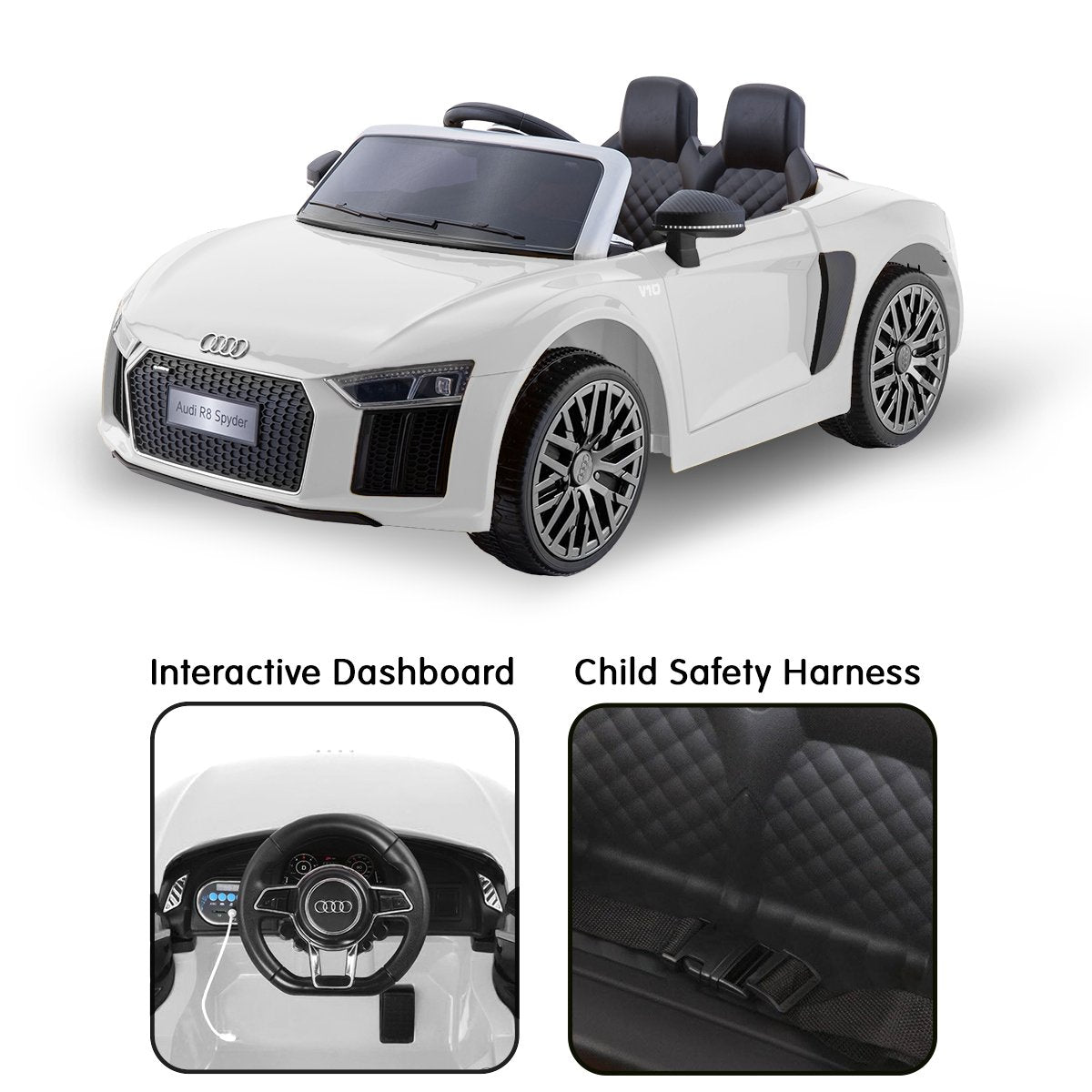 Kahuna Kahuna R8 Spyder Audi Licensed Kids Electric Ride On Car Remote Control - White