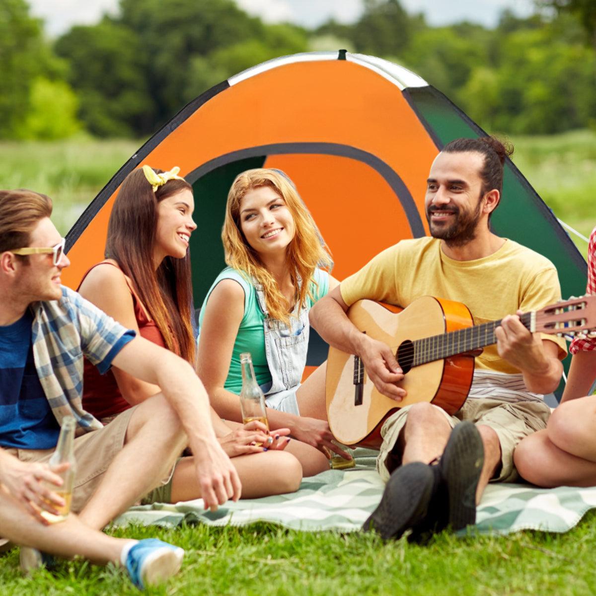 Outdoor Camping Tent Portable Sun Protection Lightweight Quick Setup Shelter - Orange 2-3 Person