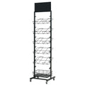 12 Tier Placemat Brochure Magazine Newspaper Display Rack Storage Stand on Wheels - Black Frame
