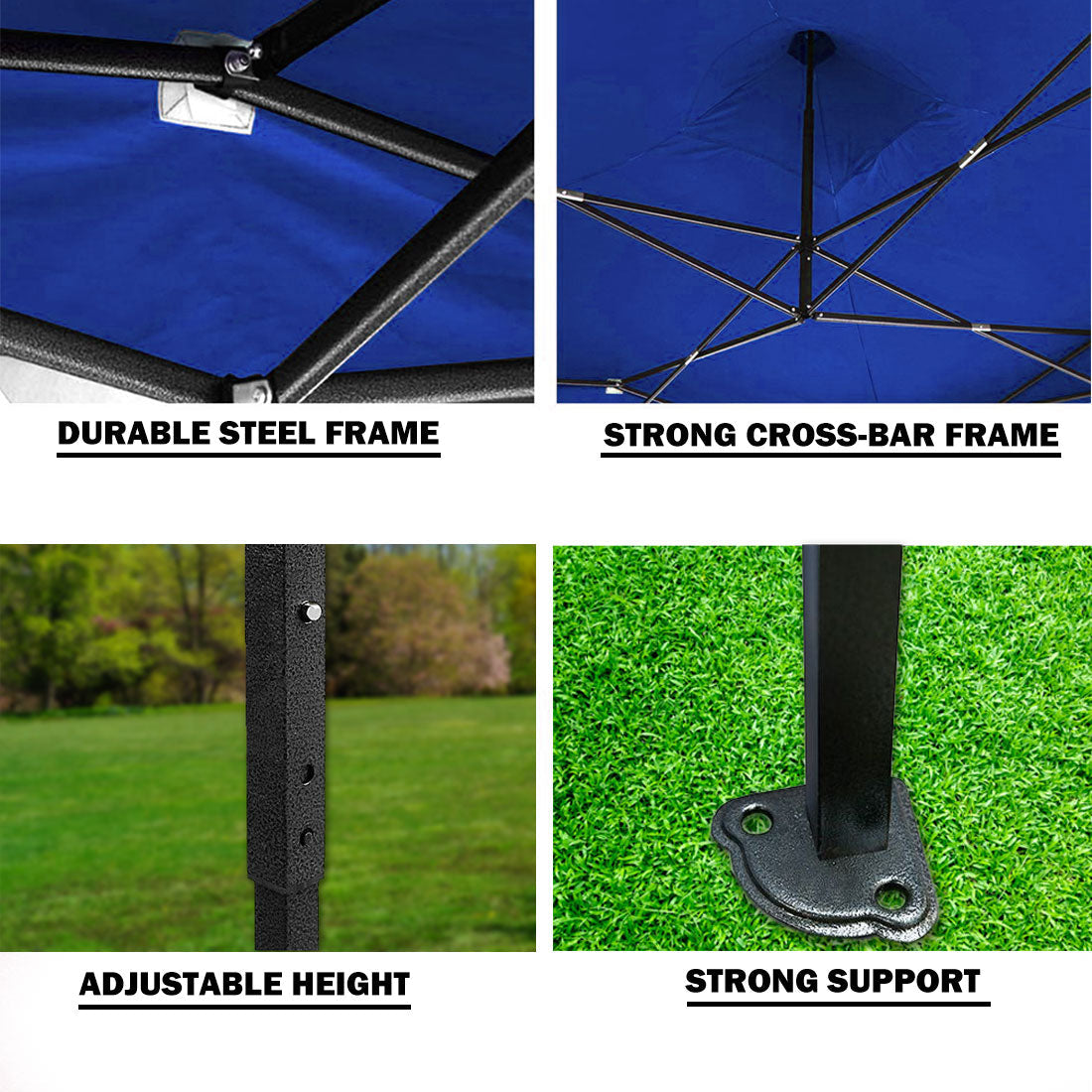 3x3m Pop Up Gazebo Outdoor Tent Folding Marquee Party Camping Market Canopy w/ Side Wall - blue