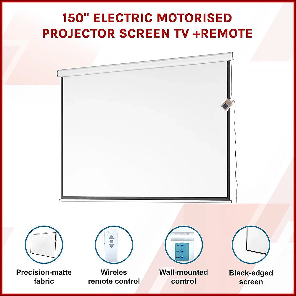 150" Electric Motorised Projector Screen TV +Remote
