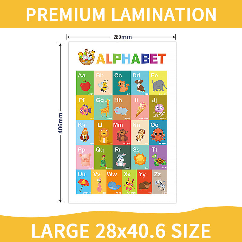 12-Pack Laminated Learning Charts - ABCs, Numbers, Shapes, Solar System, Weather & More