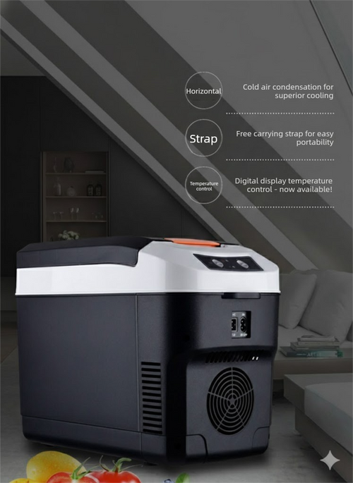 10L Digital Car Fridge Warmer 12V 24V 240V Portable Electric Cooler for Truck Car Home Camping LCD Display Brown