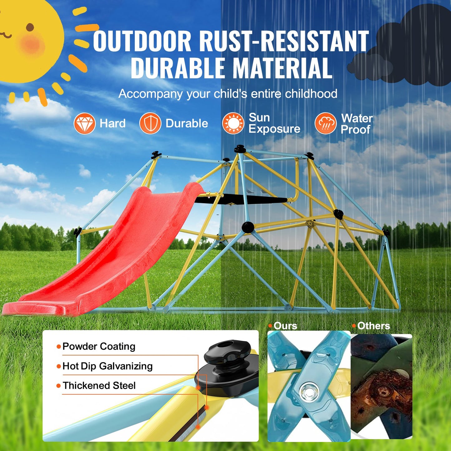 8FT Geometric Climbing Dome with Slide