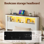 Artiss Single Bed Frame with Storage Bookcase Headboard and Footboard, White