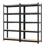 Giantz 2-Rack Garage Shelving 1.6X0.8m MDF Warehouse Shelves Storage Rack Black