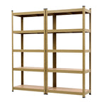 Giantz 2-Rack Garage Shelving 1.6X0.8m MDF Warehouse Shelves Storage Rack Yellow